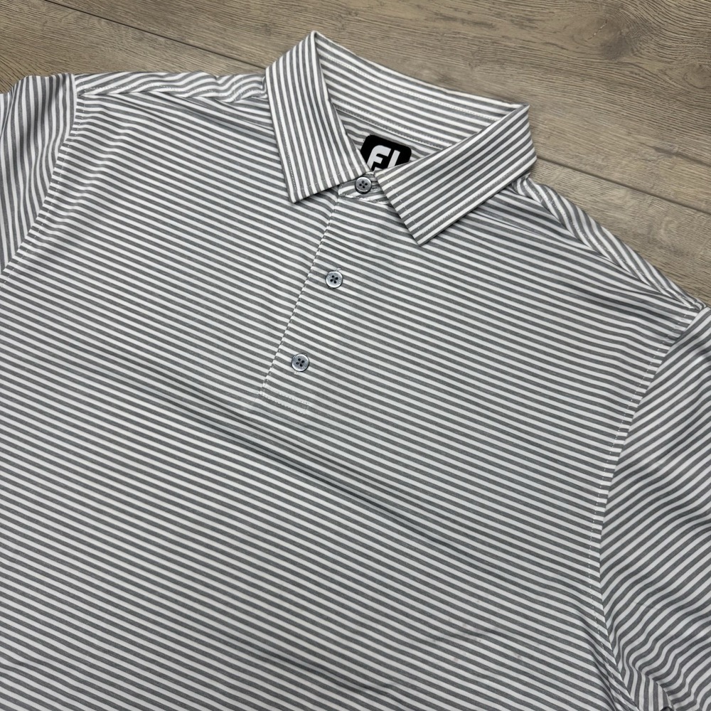 Footjoy Verdict Ridge Striped Golf Polo Men's Sz L STAIN